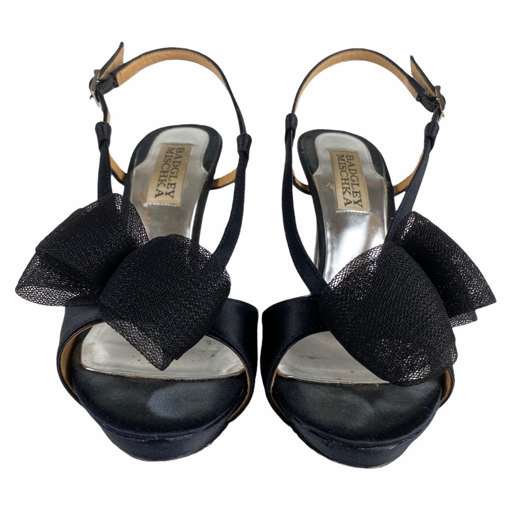Badgley Mischka Black Heels with Bow - Picture 4 of 9